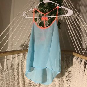 FLOWY BLUE AND CORAL TOP